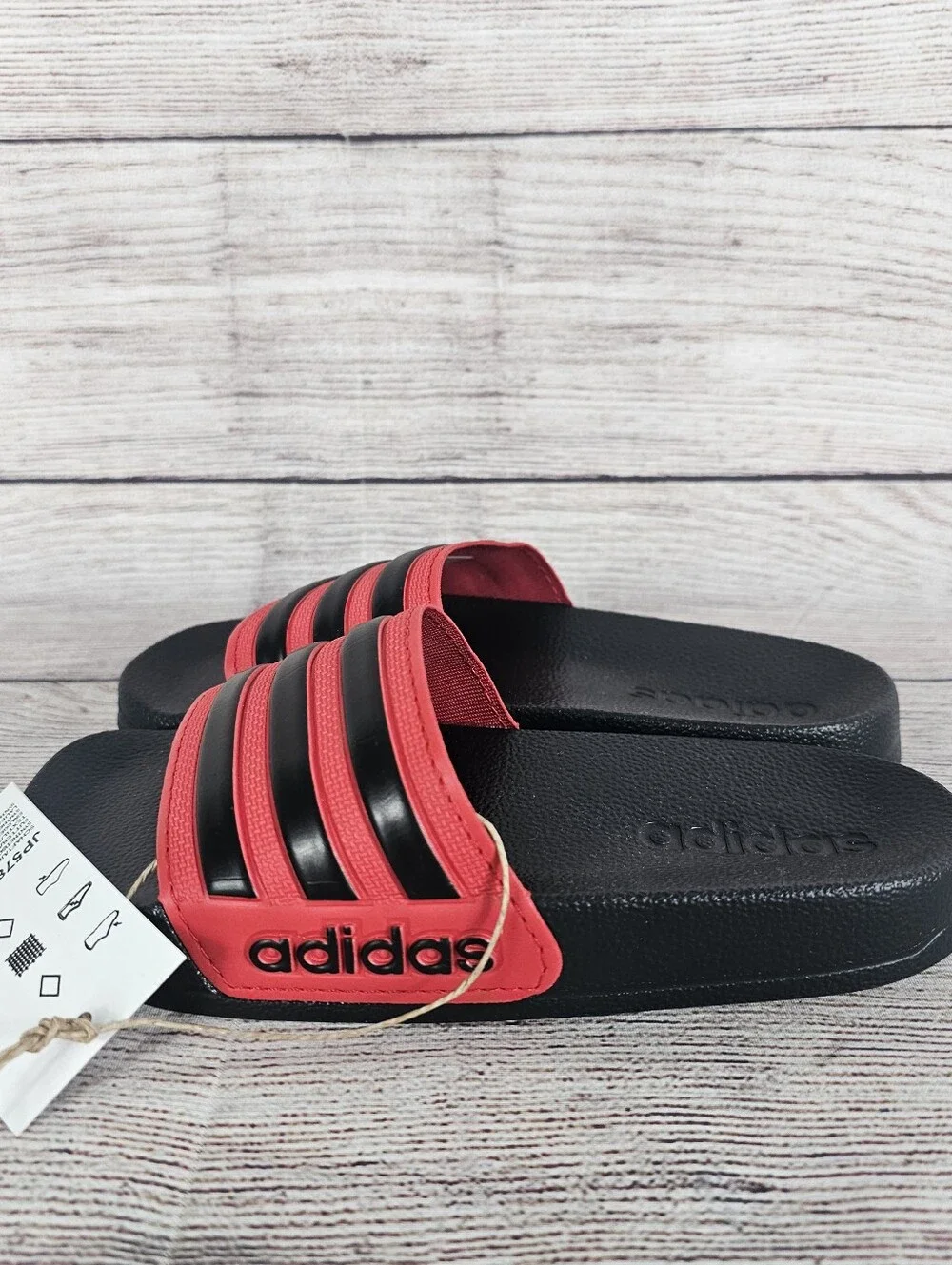 Adidas ADILETTE SHOWER K Unisex Kids Black Red Slides Sandals NEW